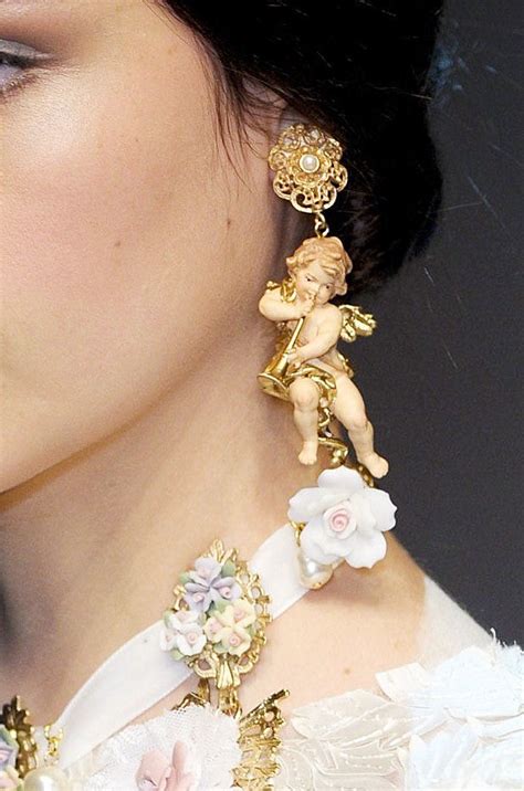 Dolce Gabbana Runway cherub with crystals earrings 